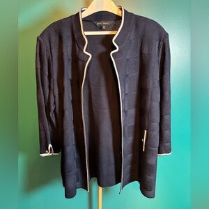 Ming Wang Black Blazer Navy Blue with White Trim Elegant Design